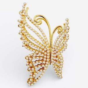 Pearl Embellished Butterfly Hair Clip New